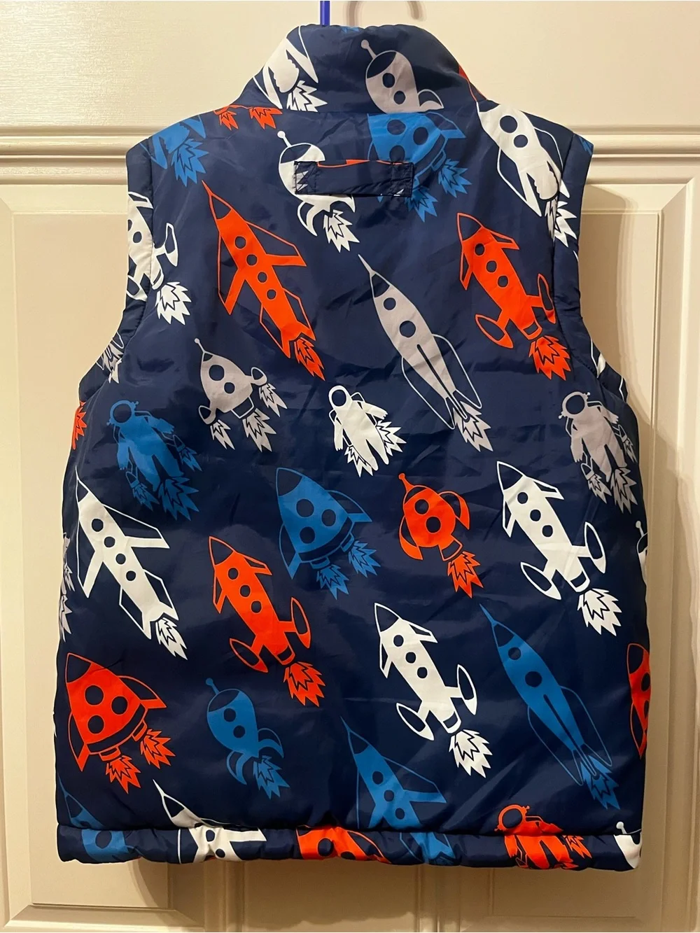 Hatley Navy Blue Rocket Print Puffer Vest Reversible
